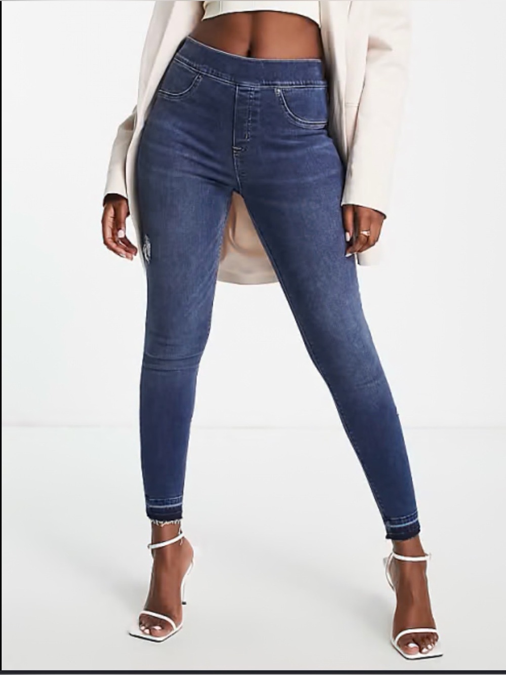 SPANX Skinny High-Rise Jeans - Blue Denim
